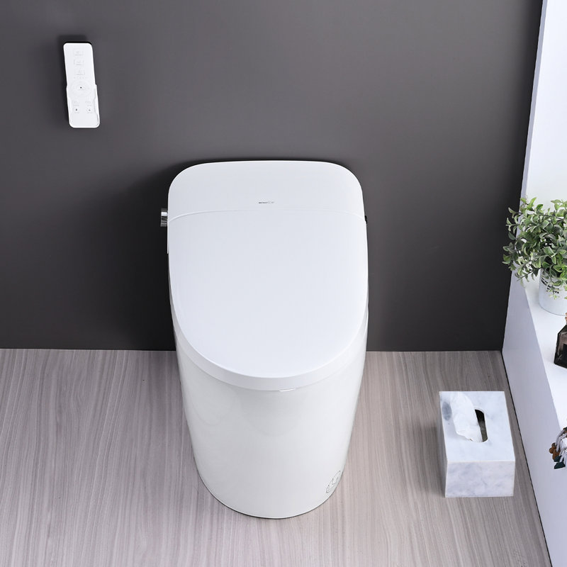 Smart Toilet With Heated Seat, Silent Slow Down, Night . White Ceramic, 18.72In Tall, 30.9In Package Depth Bidet , , Swing Wash, Remote Control. 15.93In Wide,
