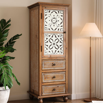 Armoire rustique de style américain avec 3 tiroirs élégants, avec tablettes ouvertes, facile d'accès, idéale pour le rangement dans la salle à manger