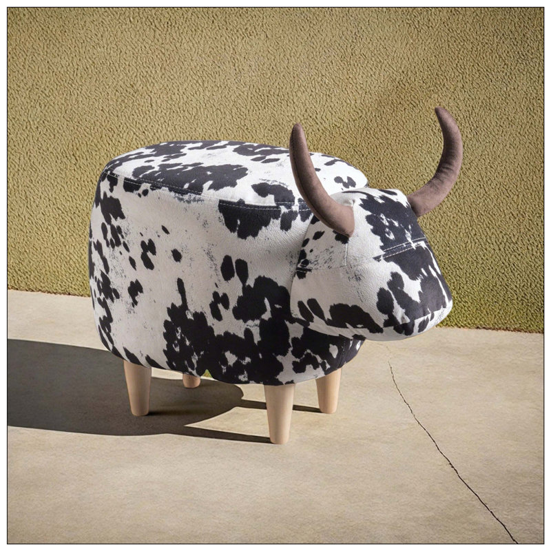 Animal Ottoman/Footstool, Cow-Shaped Ottoman, Modern Ottoman, Modern Accent Stool Home Decor, Suitable for Living Room, Bedroom, Porch, Garden, Backyard, Balcony