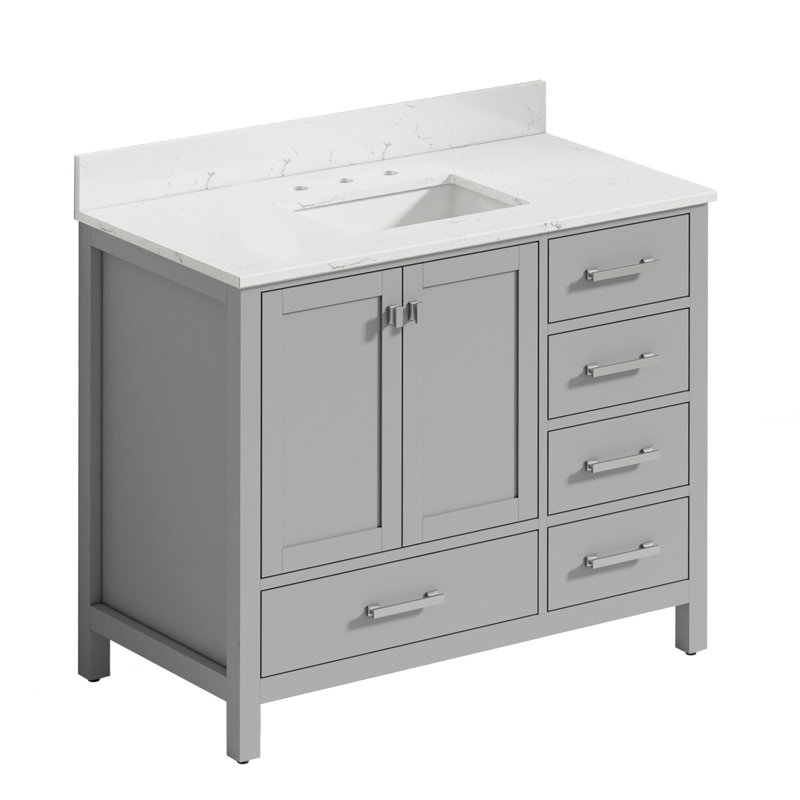 Meuble-lavabo moderne autoportant, Gris/argent