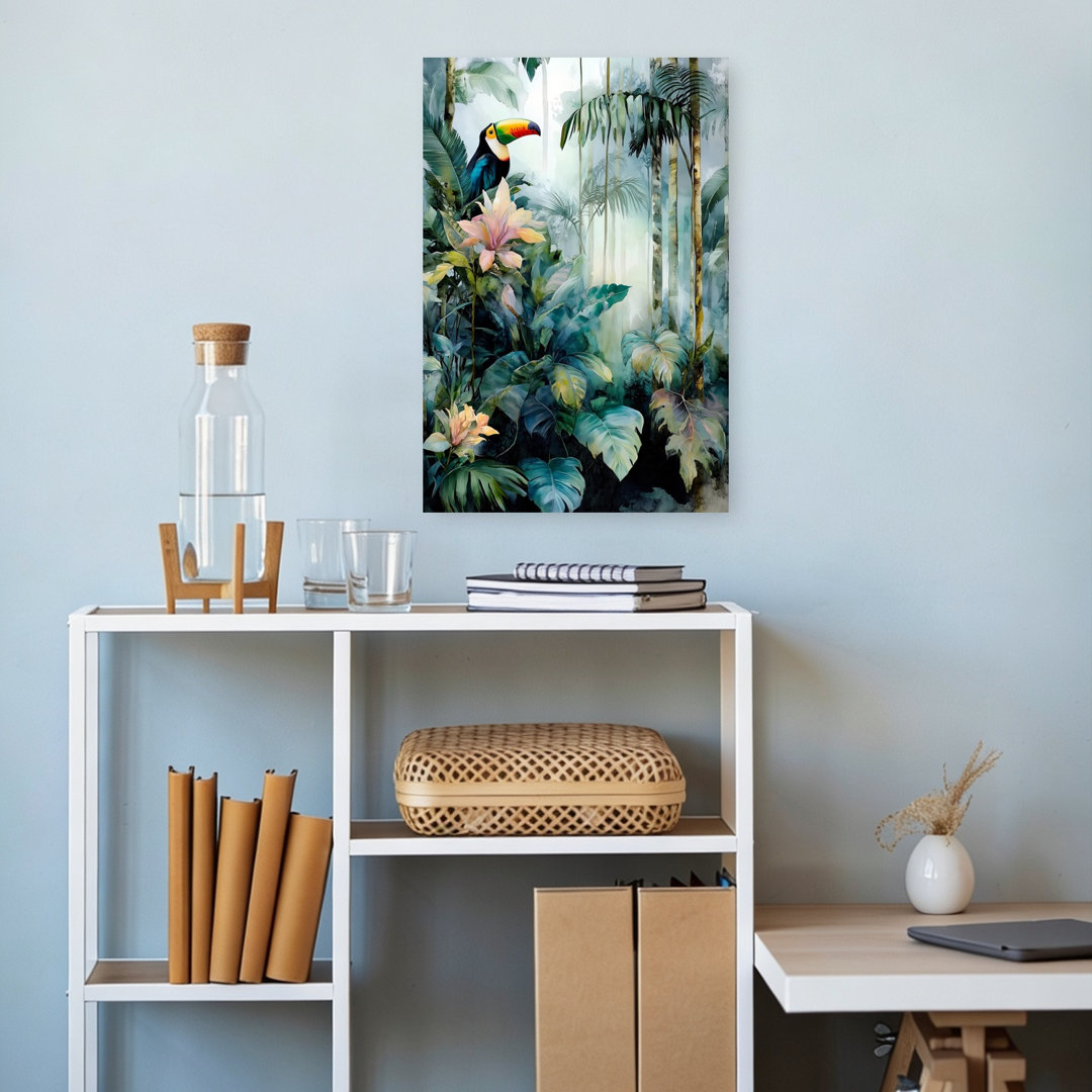 Lush Tropical Toucan Colorful Serene Vibrant Bird Forest Nature Wall Art Print