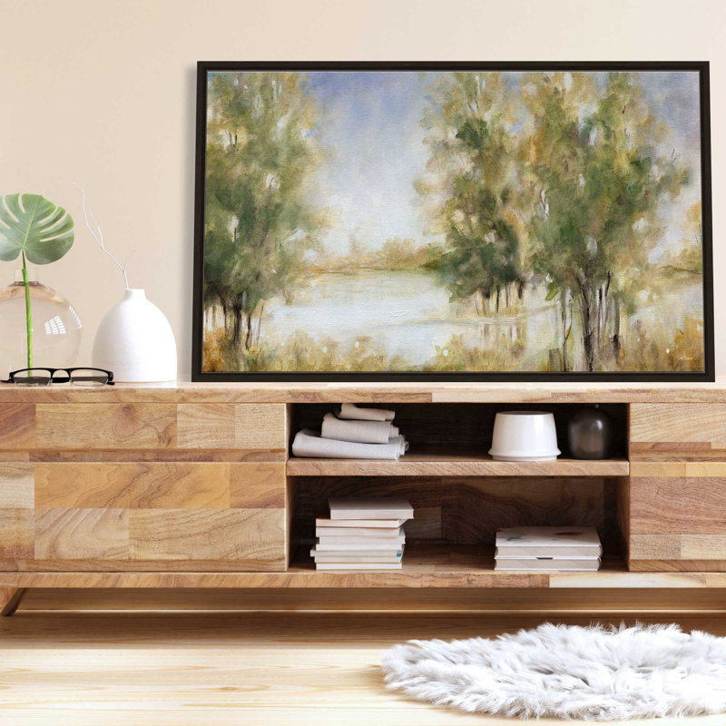 Waterway Grove par Carol Robinson - Peinture, L 63,5 po x H 39,5 po, Encadrement chocolat vieilli