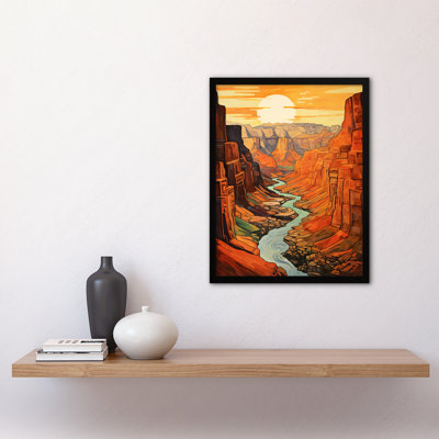 Sunset Grand Canyon Warm Colours USA National Park Gorge 1 Piece Single Picture Frame Wall Art