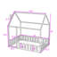 Structure de lit double en bois avec clôture, toit