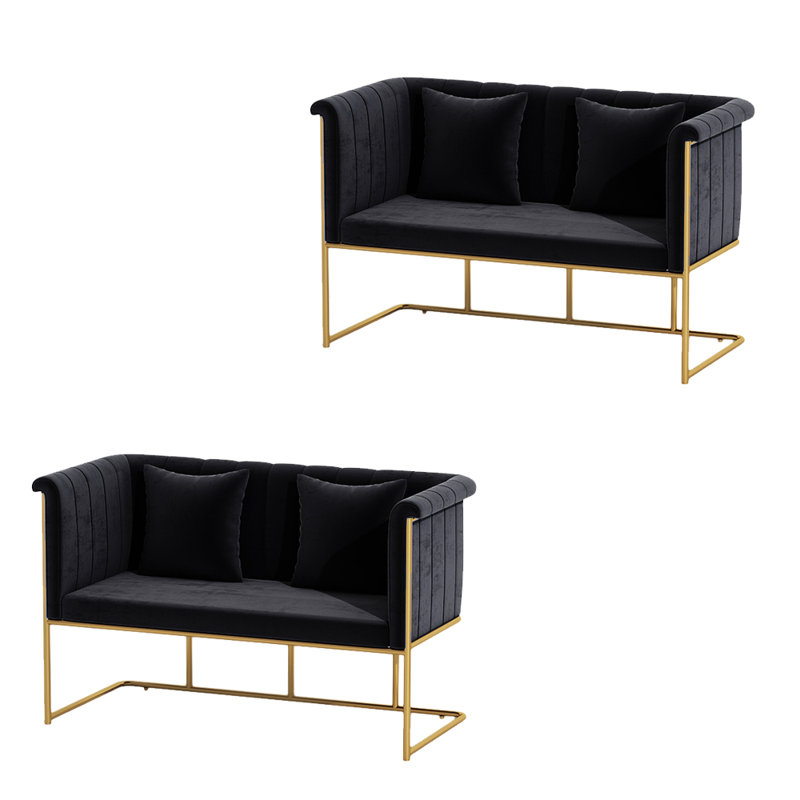 Banc rembourré en polyester clair Light Luxury, Noir