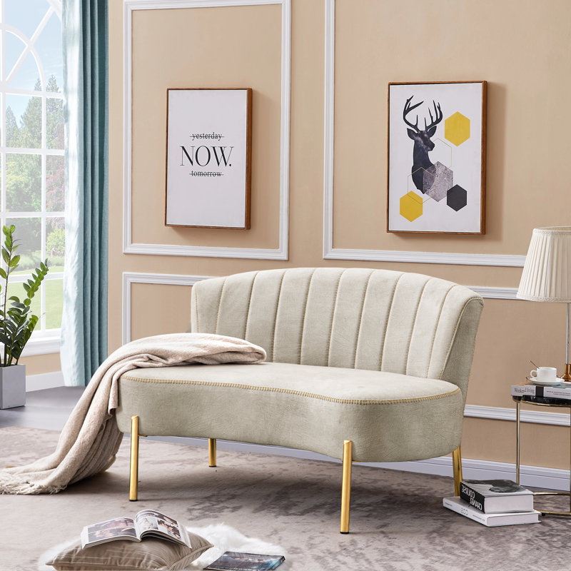 Hitney Polyester Blend Upholstered Bench, Beige