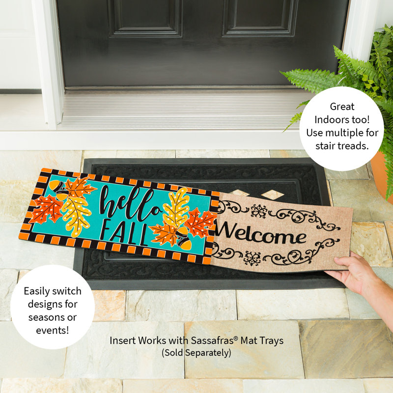 Fall Harvest Hello Fall Leaves Sassafras Switch 22 in. x 10 in. Indoor Door Mat