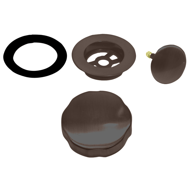 27" Cable Drive Pop-Up Bathtub Drain Trim with Poly Pipe Assembly and Rotary Overflow Cover, Oil Rubbed Bronze
