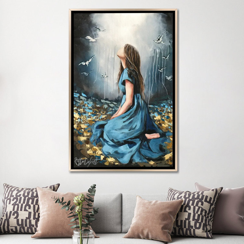 Sy Dra 'N Drome , Champagne, Floater Framed Print Canvas without Mat, 60" H x 40" W