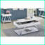 Table de bout contemporaine blanche ultrabrillante peu encombrante avec cadre chromé pour le salon, facile à nettoyer