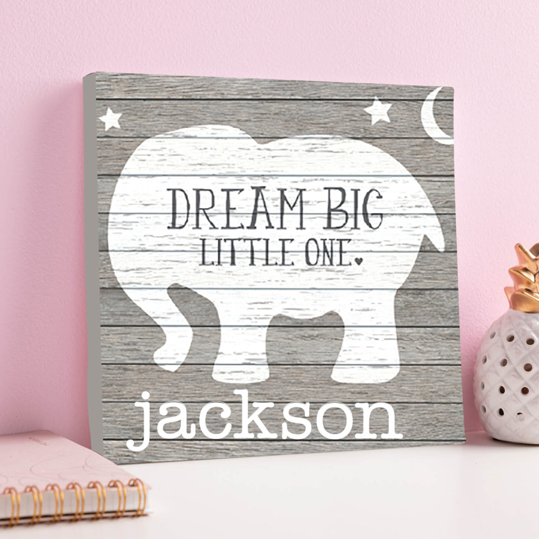 Dream Big Little One Canvas Print With Custom Name Printed | Great Gift For Any Child Or Newborn | Wall Art Decoration For Bedroom Or Nursery | Ready To Hang | Rectangle Trinx