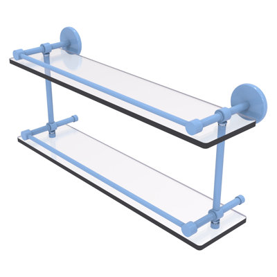 Tablette double en verre trempé avec rail Gallery P1000