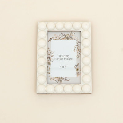 Cadre photo décoratif 10 x 15 cm avec motif perlé en résine, façade en verre, finition polie | Cadre photo décoratif pour table