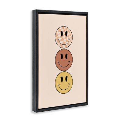 Toile flottante encadrée avec rétro Smileys Trio par JJ Design House, LLC.