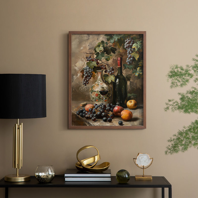 Reproduction encadrée FLORAL Series DCCXIX - bois massif, 15" H x 12" W, Noyer