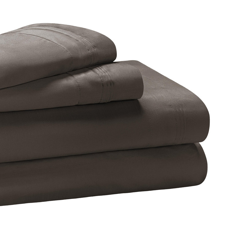 Ensemble de draps 4 pièces Luxury, Gris anthracite, Double