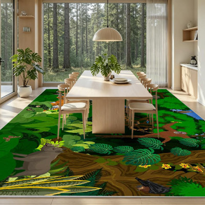 Clear Machine Washable,Thailand Jungle Rainforest with Indoor Area Rug