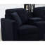 Ensemble de 7 canapés modulaires en microfibre douce bleu foncé, deux coussins hauts, structure en bois massif pour une utilisation confortable et stable