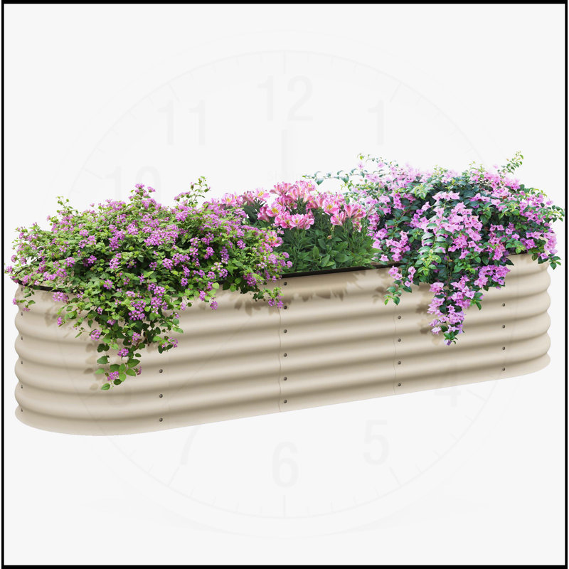 Ensemble de lit de jardin surélevé galvanisé, Blanc, crème, H 16,5 po x l 76,8 po x P 76,8 po