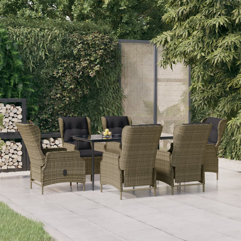 Finnmark Rectangular 6 - Person 63" Long Dining Set with Cushions, Brown
