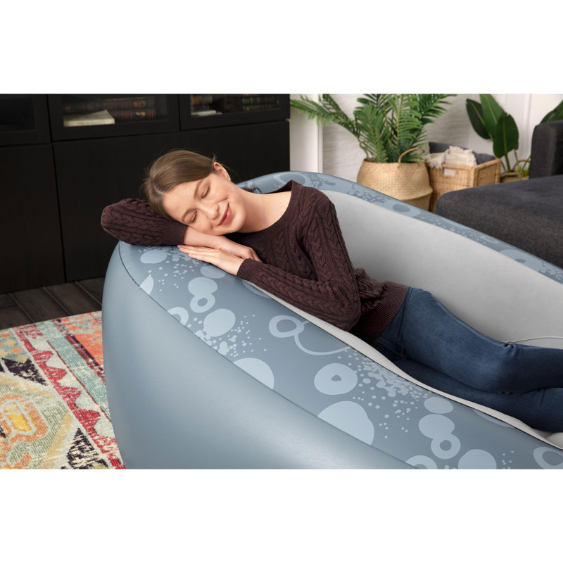 Bestway Comfi Cube Deluxe Inflatable Indoor or Outdoor Padded Lounge Chair, Gray