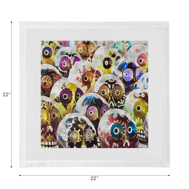 Serviettes de table en satin de coton Dia De Los Muertos