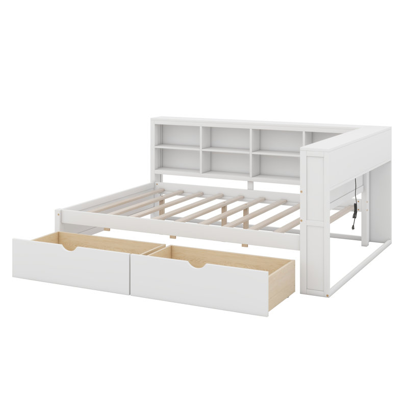 Bacil Bookcase Bed, White, Full