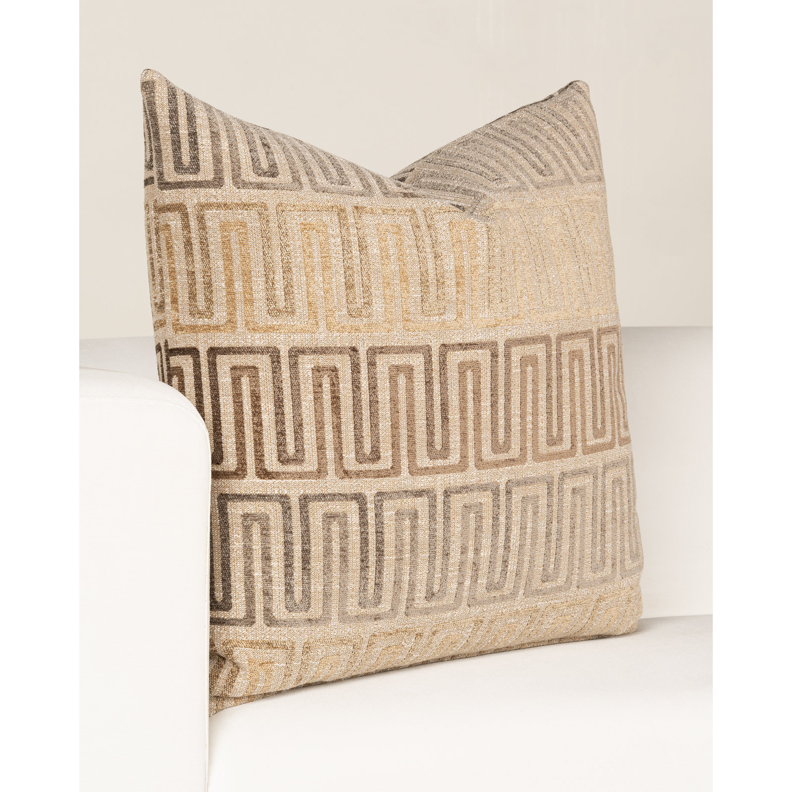 Floating Cubes Accent Pillow, Sand Geometric, Feather, Square 18"