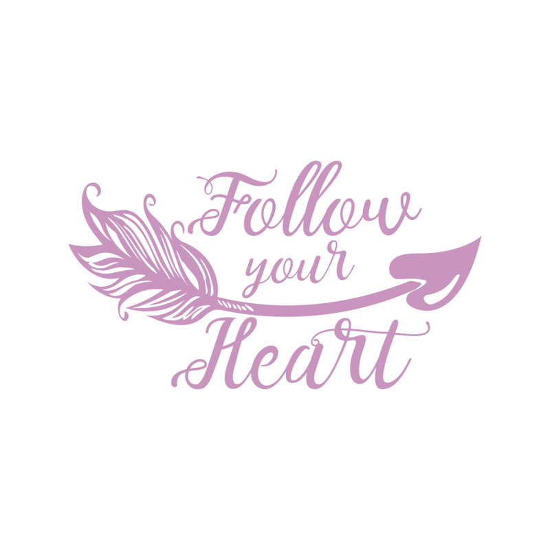 Décalcomanie murale "suivre votre coeur" en vinyle boho arrow walls, Lilas