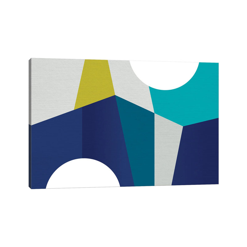 «MCM Geometric Blue II» par Dominique Vari - reproduction d'art sur toile tendue, H 18 po x l 26 po x P 1,5 po
