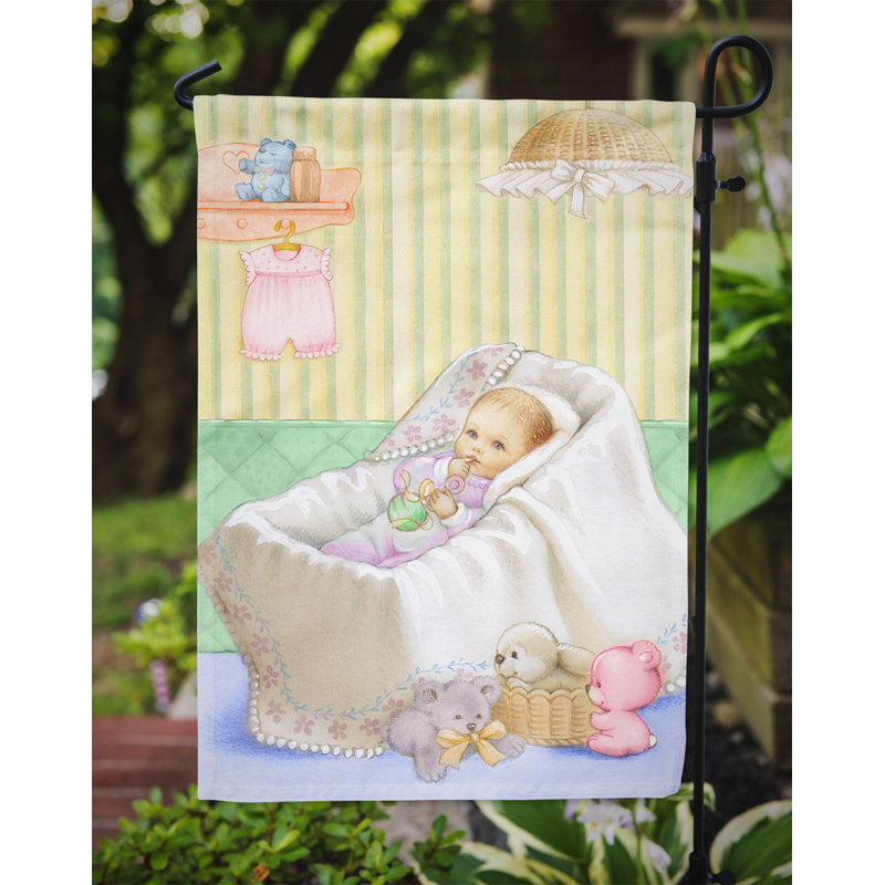 Drapeau de jardin New Baby in Crib, H 15 po x l 11 po