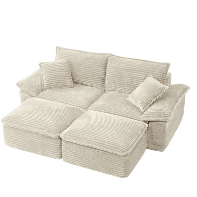 Khalif Oversized Corduroy Chaise Lounge Sofa – No Assembly, Extra-Large Plush Lounge Sleeper Sofa Bed by Mercer41