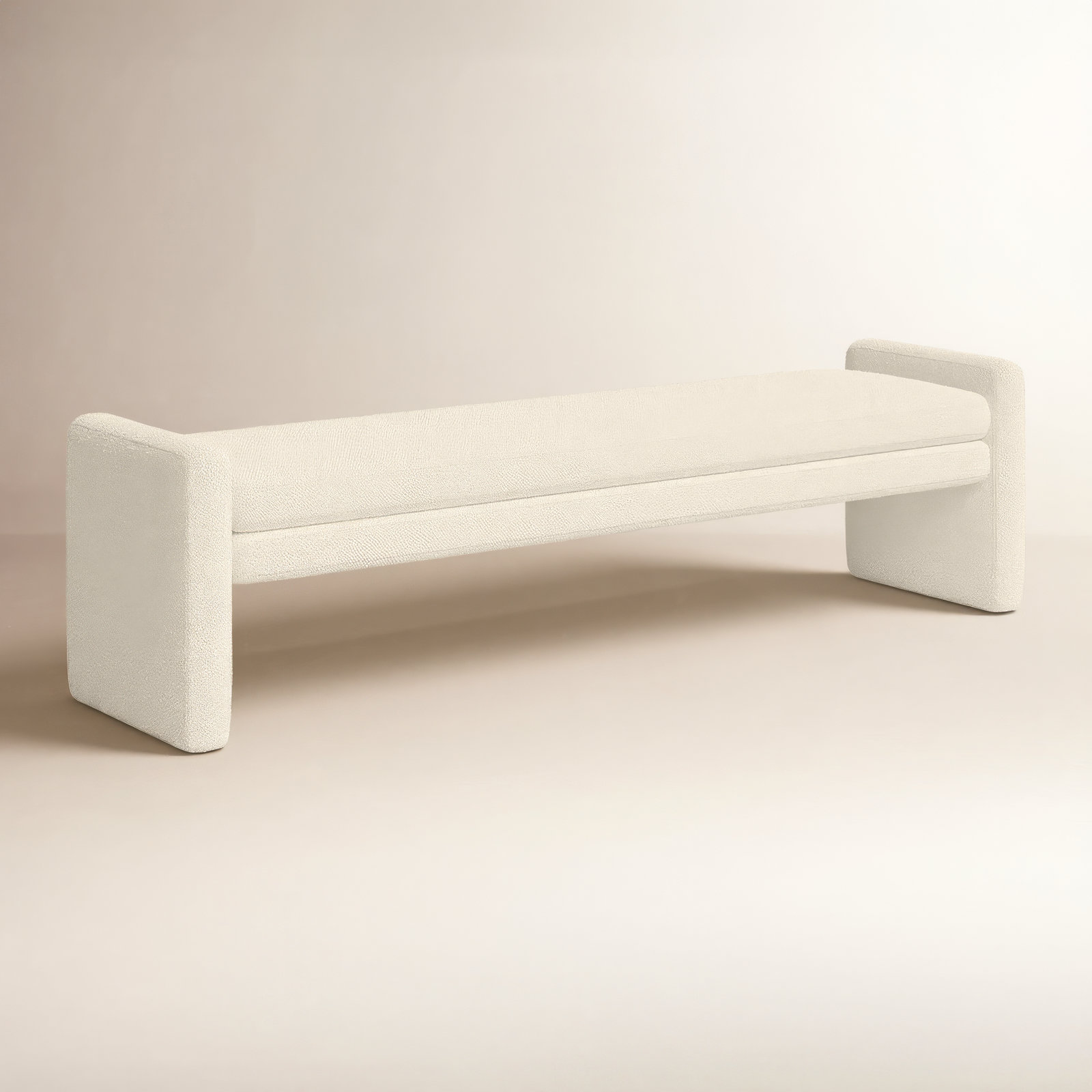 Geordi 70" Boucle Dining Bench, Ivory