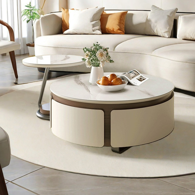 Table basse crème en pierre frittée