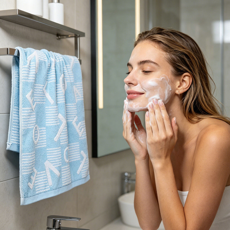 Soft Absorbent Quick Dry Face Towel, Lint Free Hand Towel And Facial Washcloth For Daily Home Use, 13.4x26.8in Blue, Blue