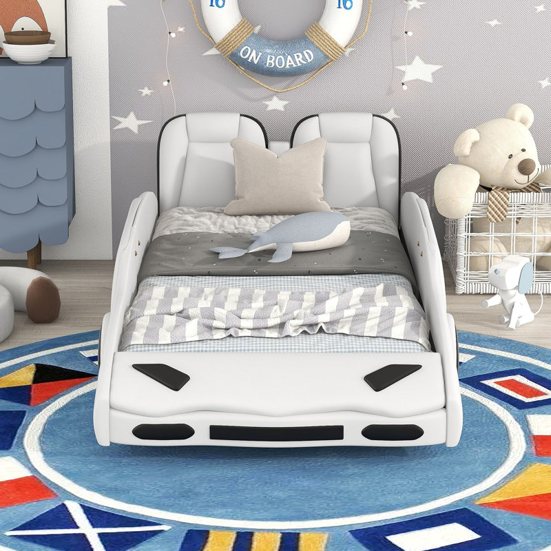 Lit plateforme avec roulettes Race, Blanc