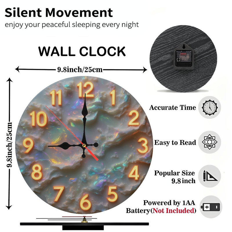 Horloge opale avec chiffres lumineux