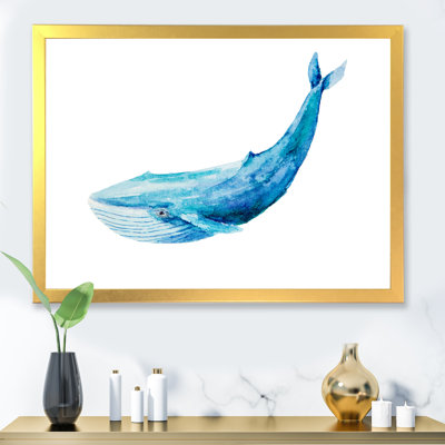 Baleine bleue sur fond blanc II - peinture sur toile