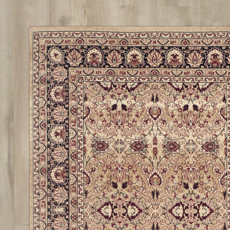 Boyers Cream/Red Area Rug, Rectangle 243 x 304cm