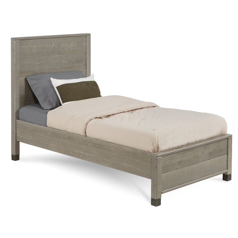 Altamirano Solid Wood Panel Bed, Twin, Driftwood Grey