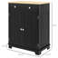 Buffet avec comptoir et portes en bois massif - noir vieilli, 2 tiroirs, tablette réglable pour le rangement de la cuisine en comptoir noir, portes, utilisation
