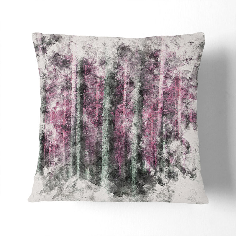 Forest Watercolour Cushion with Filling, Stone, 40cm H x 40cm W x 15cm D