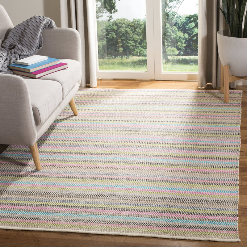 Sardis Handwoven Flatweave Wool Purple/Brown/Green Area Rug, Rectangle 5' x 8'