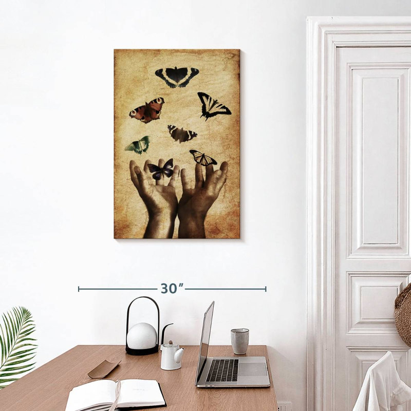 Brampt Hands Releasing Butterflies, 30" H x 20" W