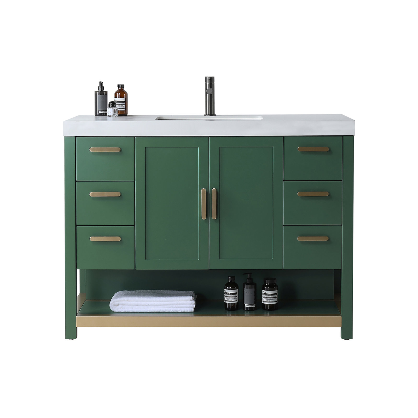 Willard 48" Single Bathroom Vanity, White, Forest Green