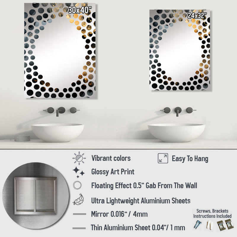 Adlan - Miroir mural décoratif abstrait, 40 po x 30 po