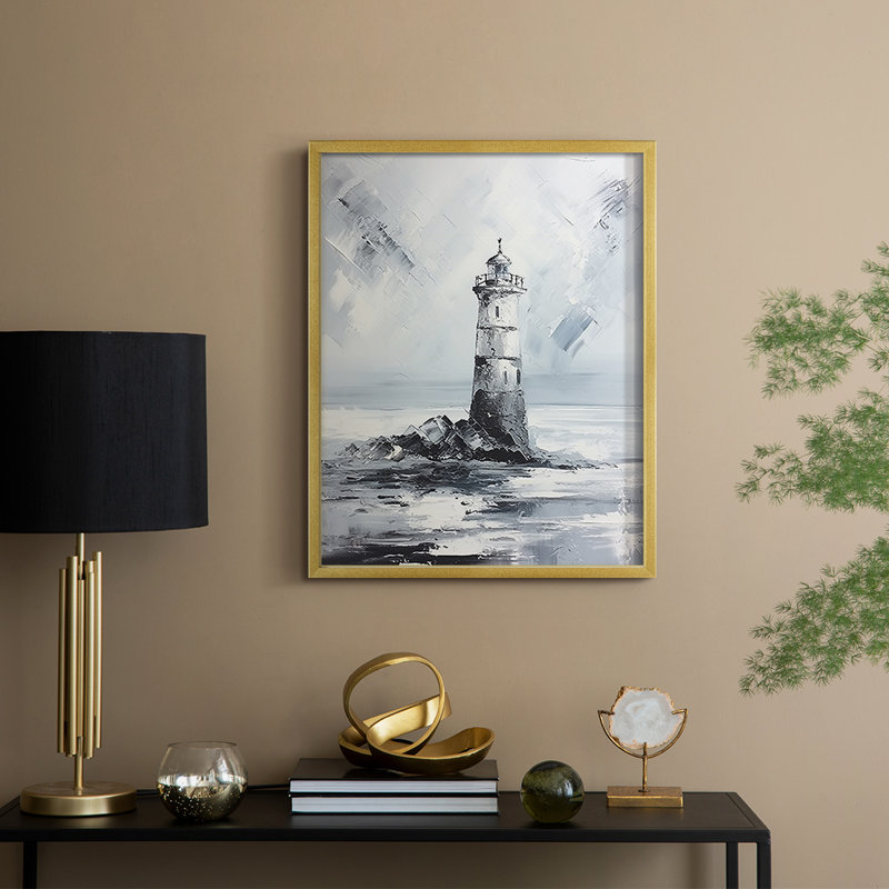 NAUTICAL Series Dxxv, reproduction encadrée - bois massif, H 11 po x l 9 po, Doré