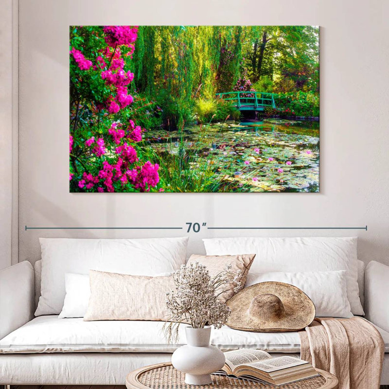 Jardin de Senne Monet avec fleurs Giverny, H 34 po x l 51 po