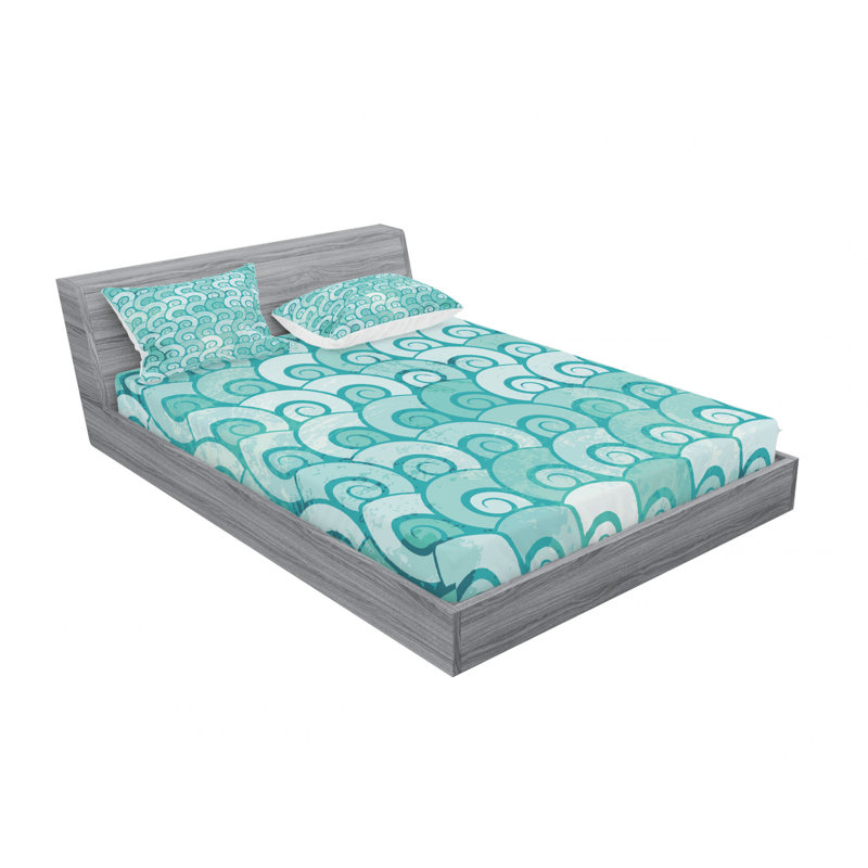 Ensemble de draps Swirled Sea Waves, Ensemble de draps pour lit double avec un drap-hou