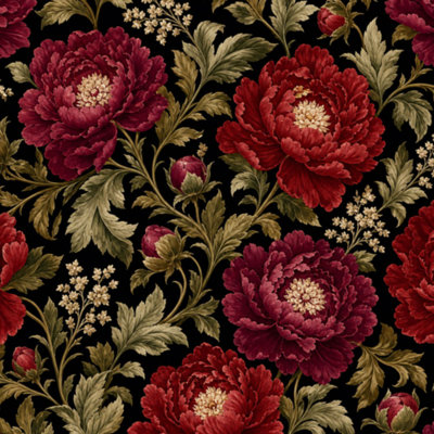 Papier peint adhésif auto-adhésif pour pivoines rouge foncé et violet avec papier peint auto-adhésif amovible pour armoires de cuisine de chambre à coucher 17,7 po x 118 po